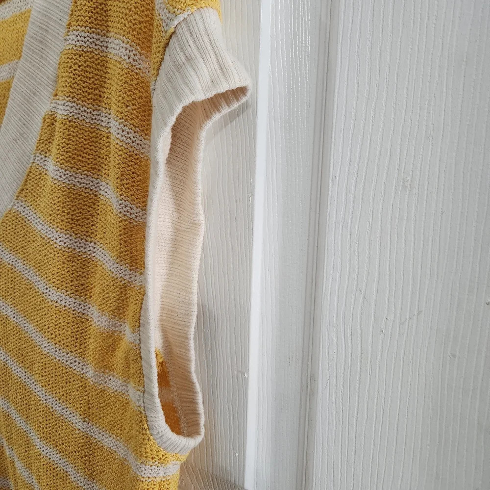 NWT Zara yellow and white striped open knit preppy vest lagenlook oversized SM - Picture 7 of 9